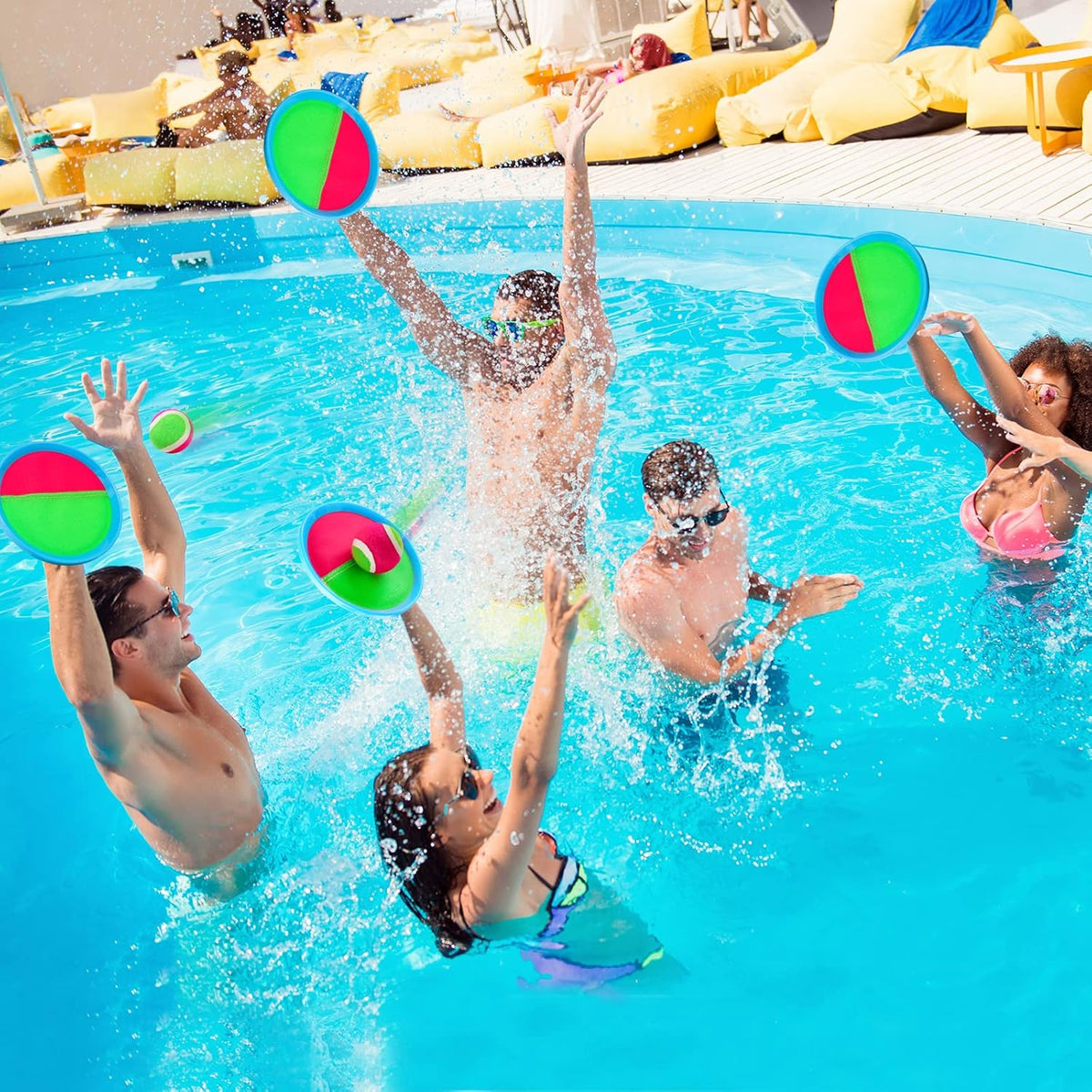 Ayeboovi Toss and Catch Ball Set with 8 Paddles 4 Balls Outdoor Beach Pool Toys for 3 4 5 6 7 8