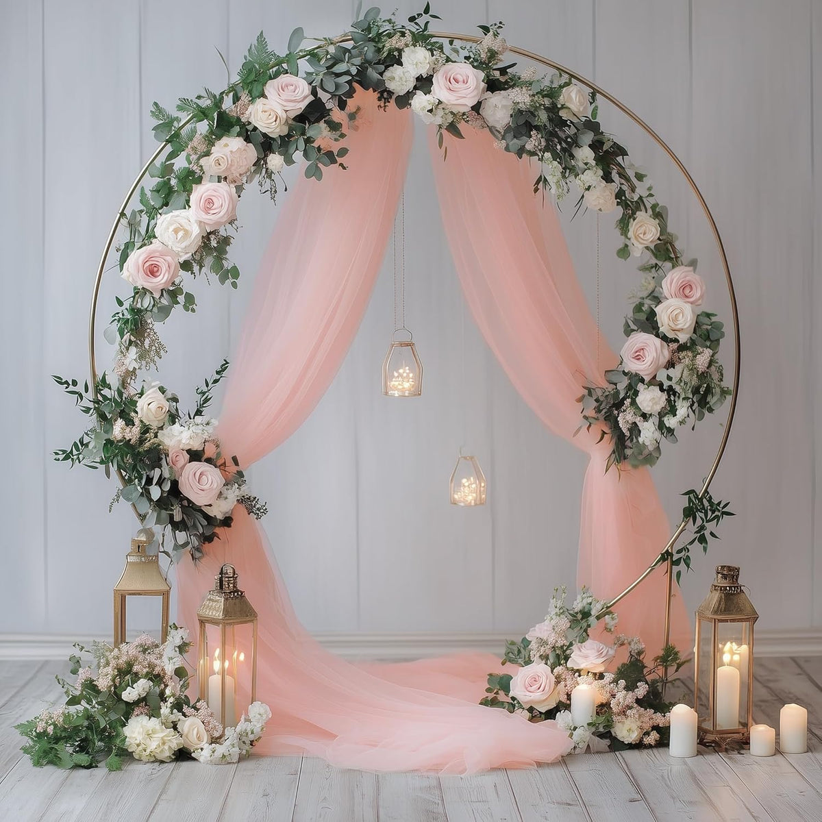 Wedding Arch Draping Fabric 3 Panels 28.7" x 20FT Blush Sheer Chiffon Backdrop Drapes for Wedding