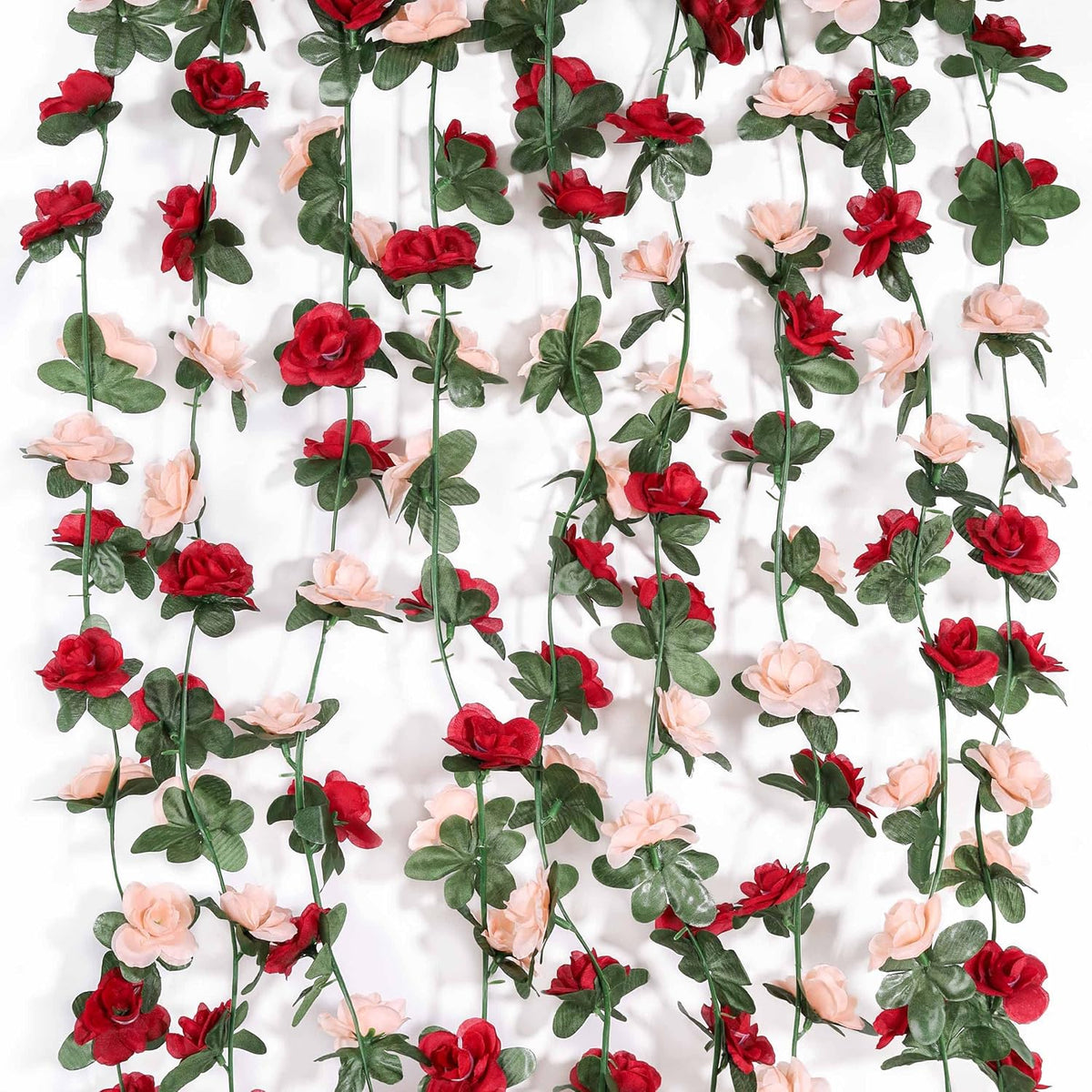 Miracliy 5 Pack 47 FT Fake Rose Vine Flowers Plants Artificial Flower Hanging Rose Ivy Home Hotel