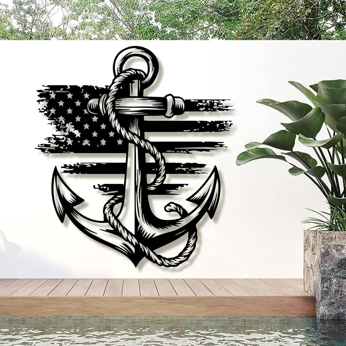 lunwall Metal Anchor Wall Decor, Anchor Metal Sign, Metal Anchor Decor, Anchor Metal Wall Art