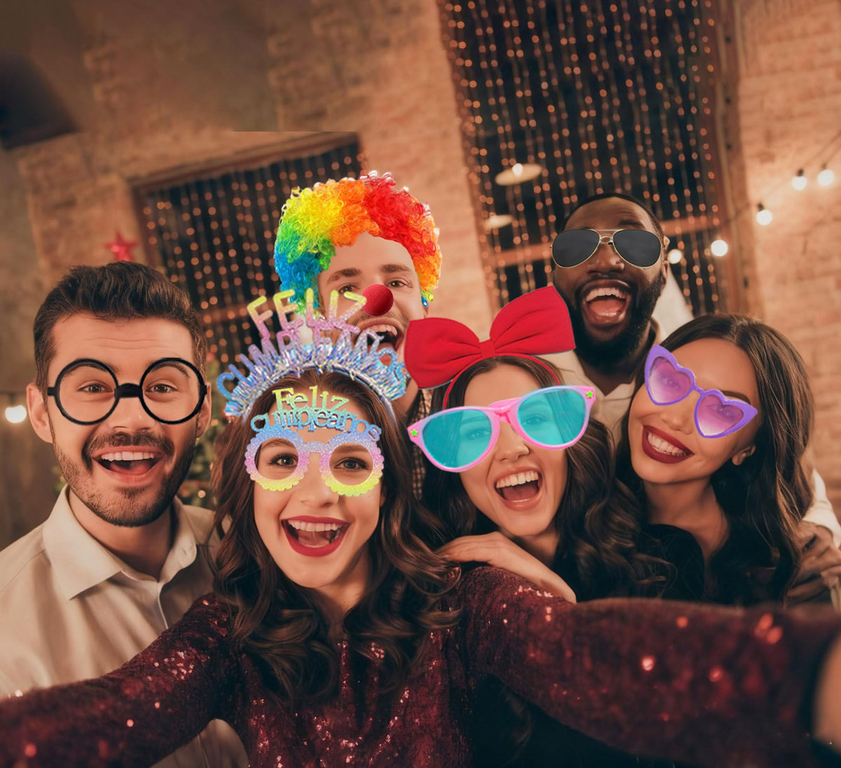 80pcs Large Gorgeous Photo Booth Props Set Birthday Party Accessories Kit Includes Clown Wig Foil
