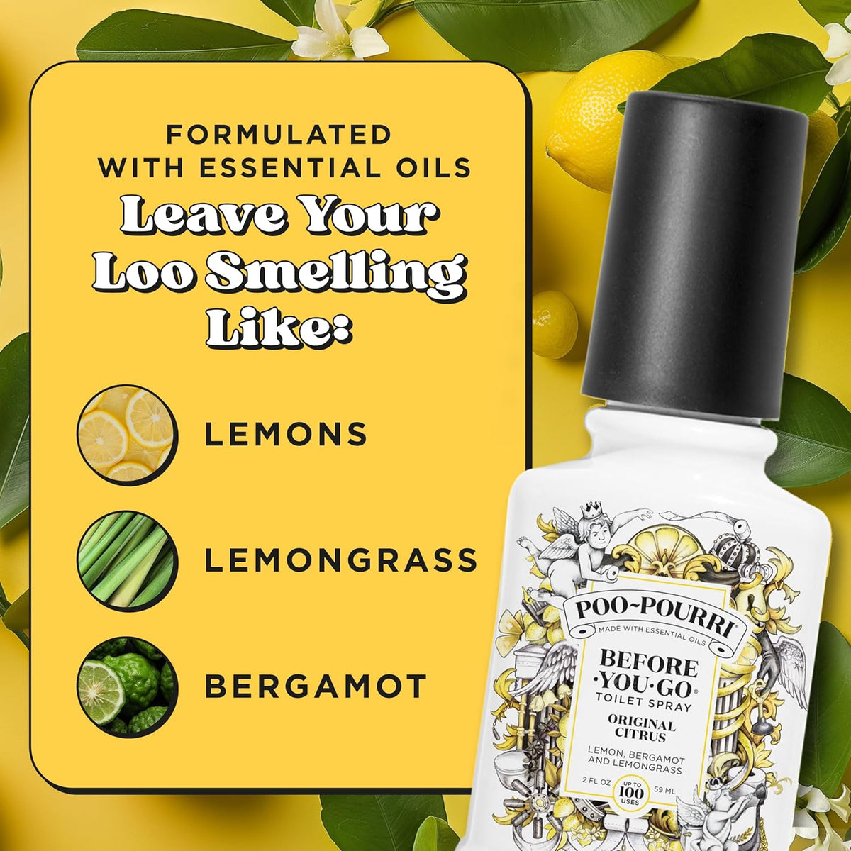 Poo-Pourri Before-You-Go Toilet Spray, Original Citrus, 2 Fl Oz, Up to 100 Uses, Bathroom Odor