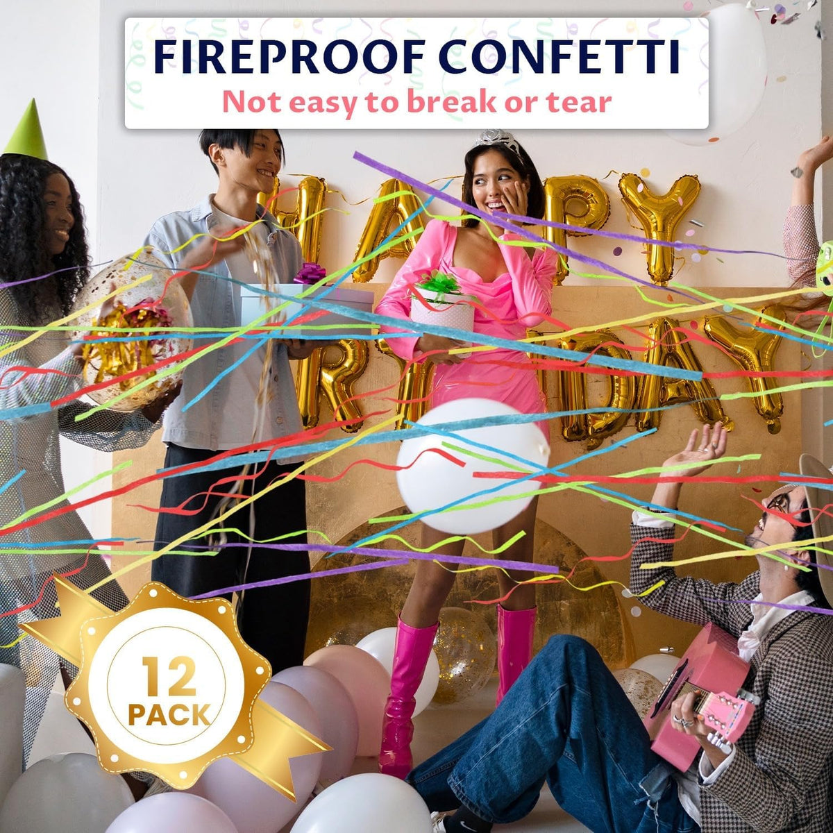 Confetti Cannon 12Inch Multicolor confetti popper party streamer Biodegradable 12Pack Party Popper
