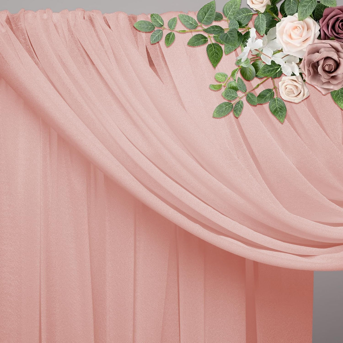 Wedding Arch Draping Fabric 1 Panel 28.7" x 20FT Blush Sheer Chiffon Backdrop Drapes for Wedding