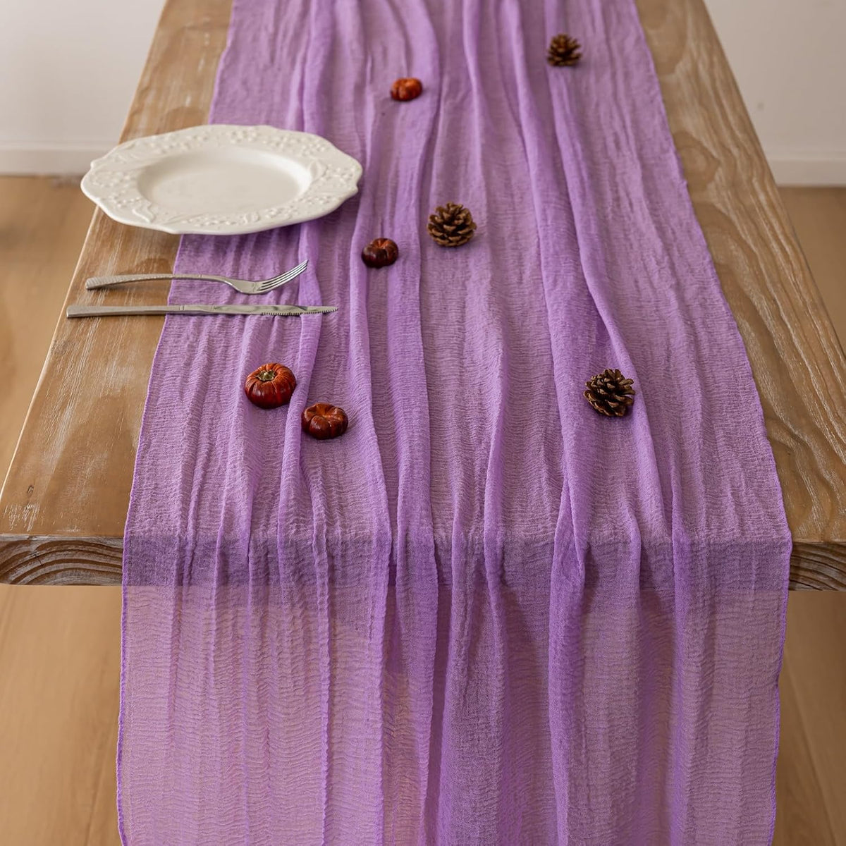 6pcs Lilac Gauze Rustic Cheesecloth Table Runner 120 Inch 10 FT for Wedding Baby Shower Bridal