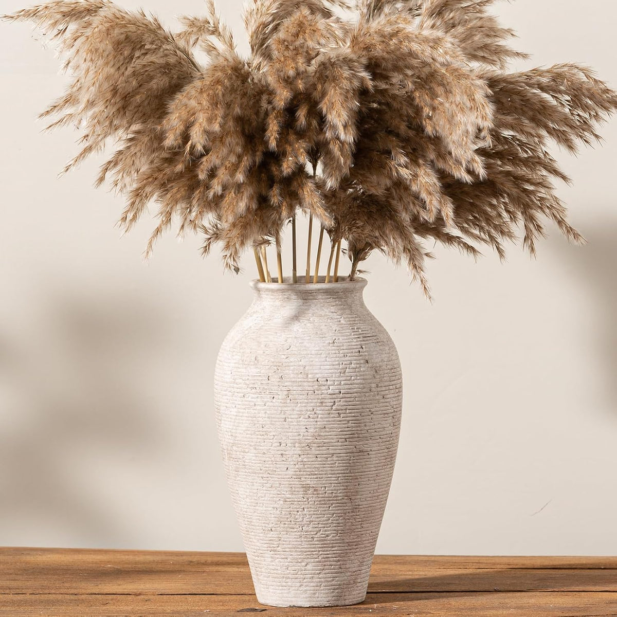 Ceramic Flower Vase Home Decor - Large Tall Farmhouse Table Vases Rustic Vintage Living Room