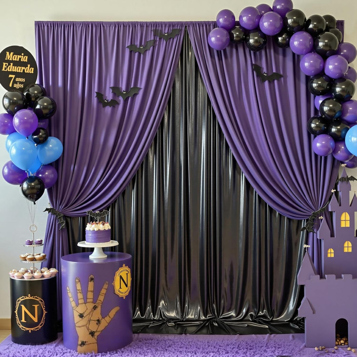 10ft x 10ft Black Glitter Sequin Backdrop Curtain for Parties, Wrinkle Free Sparking Backdrop