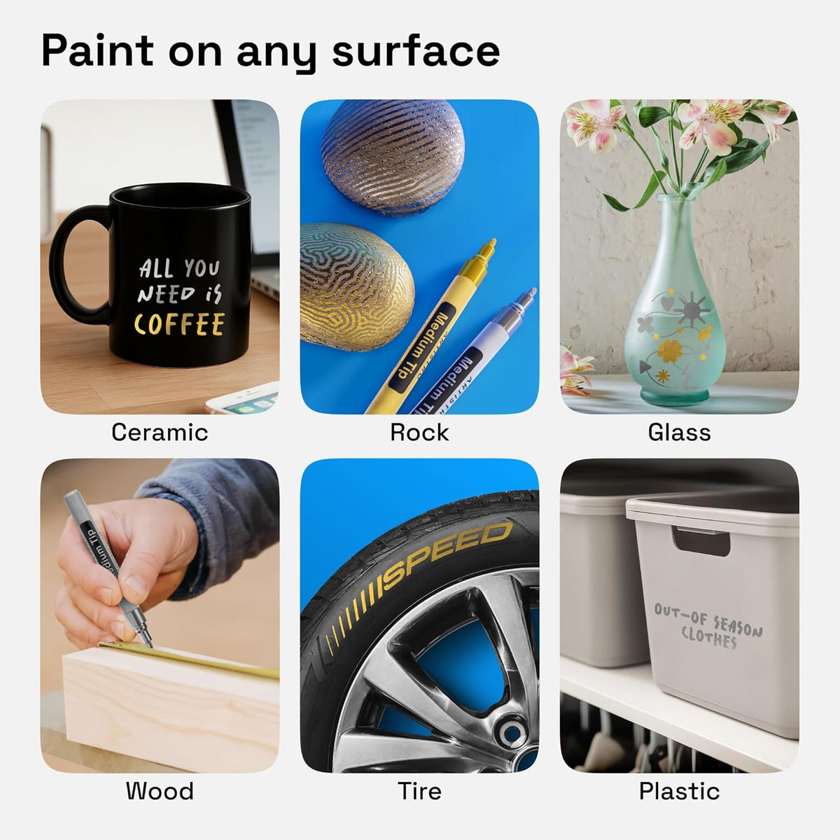 ARTISTRO 2 Gold & Silver Permanent Marker - Waterproof Markers for Tire, Fabric, Rocks, Glass