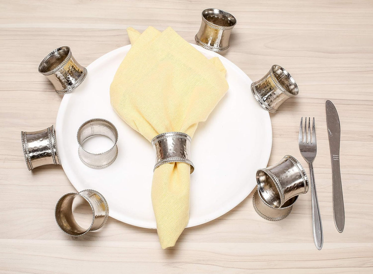 Silver Napkin Rings Set of 12, Heavy Duty Metal Napkin Holder Buckles, Fall Thanksgiving Christmas
