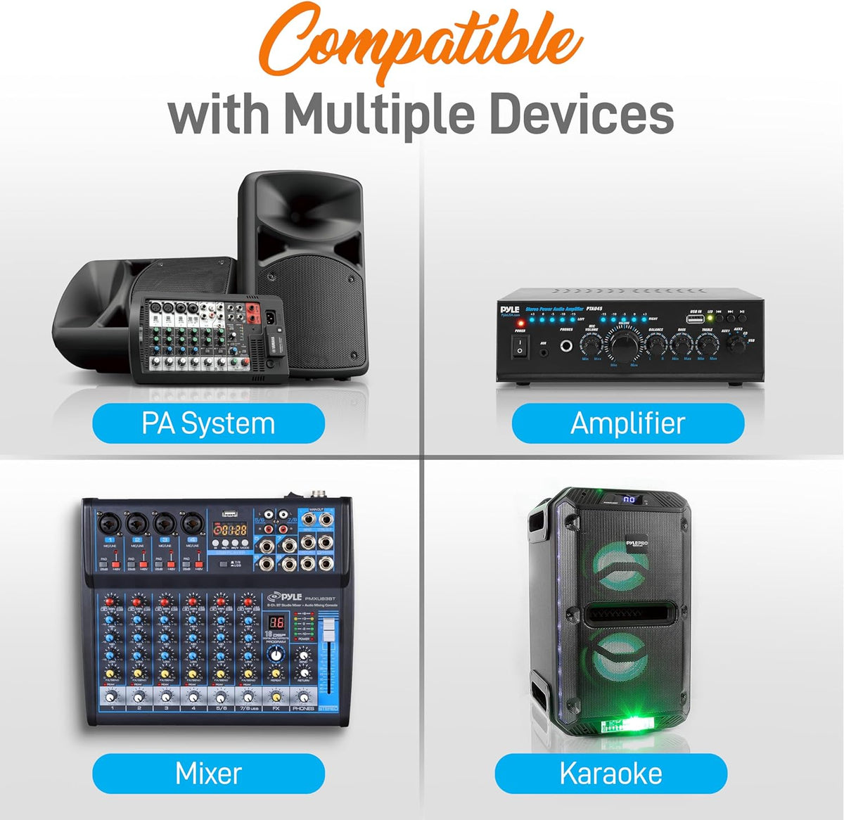 Pyle Wireless Microphones, Professional UHF Dual Microphones for Karaoke, Wireless Dynamic