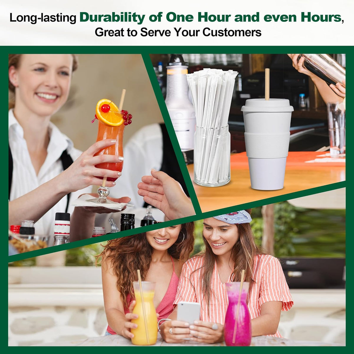 9'' x 0.31'' Giant Paper Drinking Straws Individually Wrapped 300 Counts, Dye-free Brown Kraft - 4