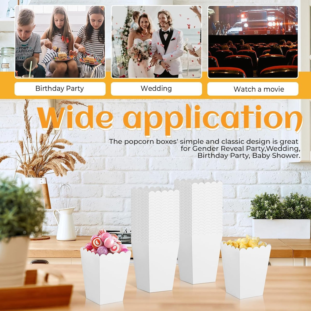 36 Pack Mini Popcorn Boxes for Party, Small Popcorn Cups Disposable for Movie Night, Carnival