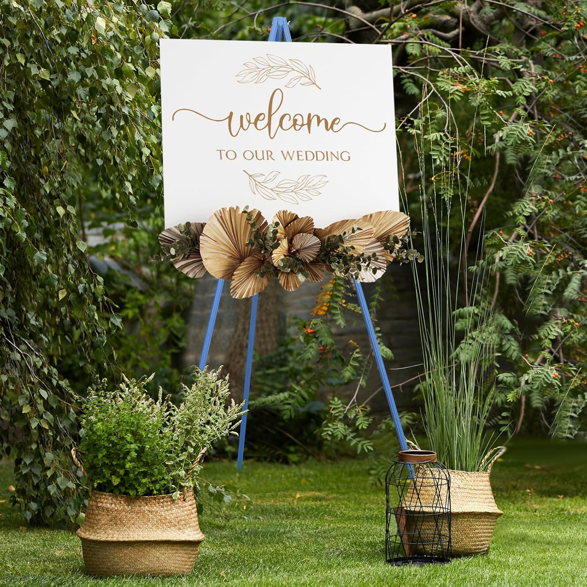 NianFeng Wooden Easel Stand for Sign, Easel Display Stand Floor for Wedding Sign with Adjustable