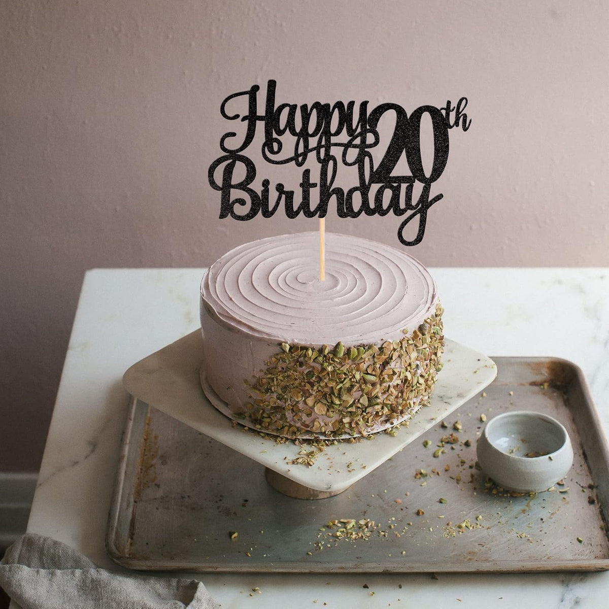 1 PCS Happy 20th Birthday Cake Topper Glitter Cheers to 20 Years Birthday Cake Pick Twenty 20