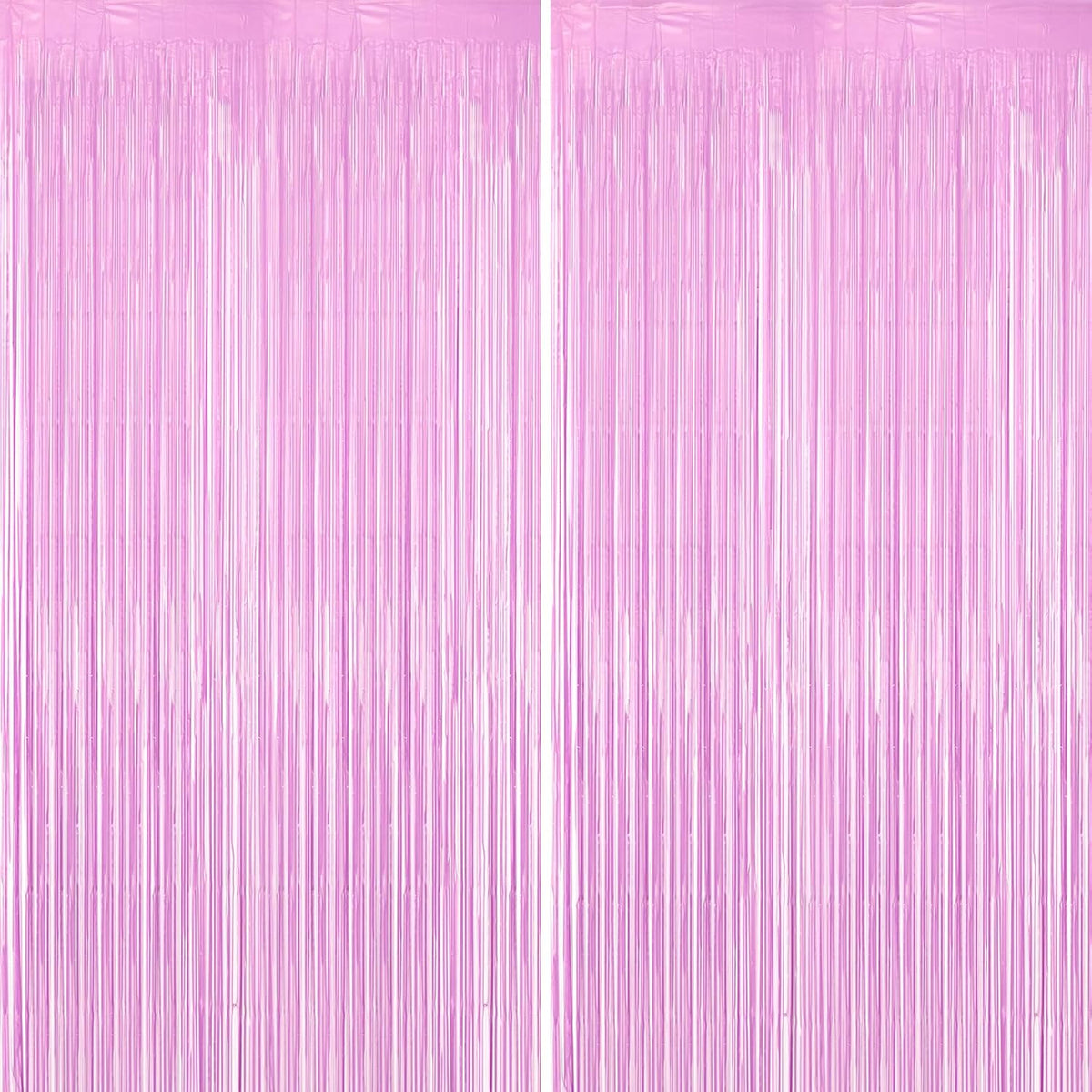 2 Pack Pastel Purple Foil Fringe Backdrop Curtains, Tinsel Streamers Birthday Party Decorations for