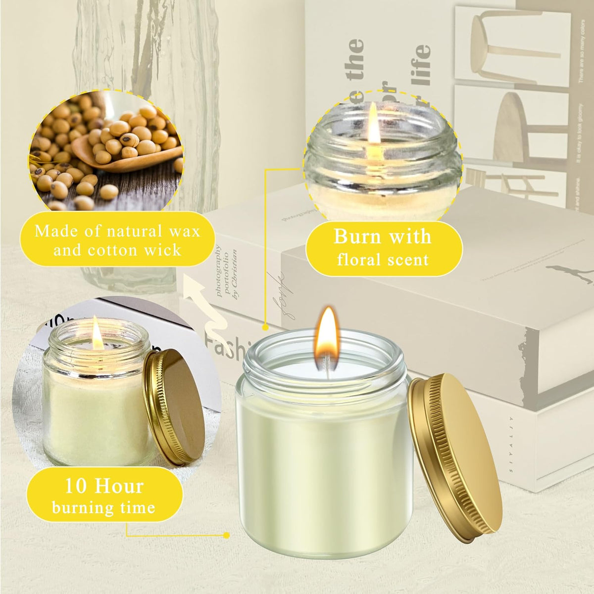 ACITHGL 36 Pcs 4oz Mini Mason Jar Candles Small Scented Candles Bulk Aromatherapy Ideal Souvenir