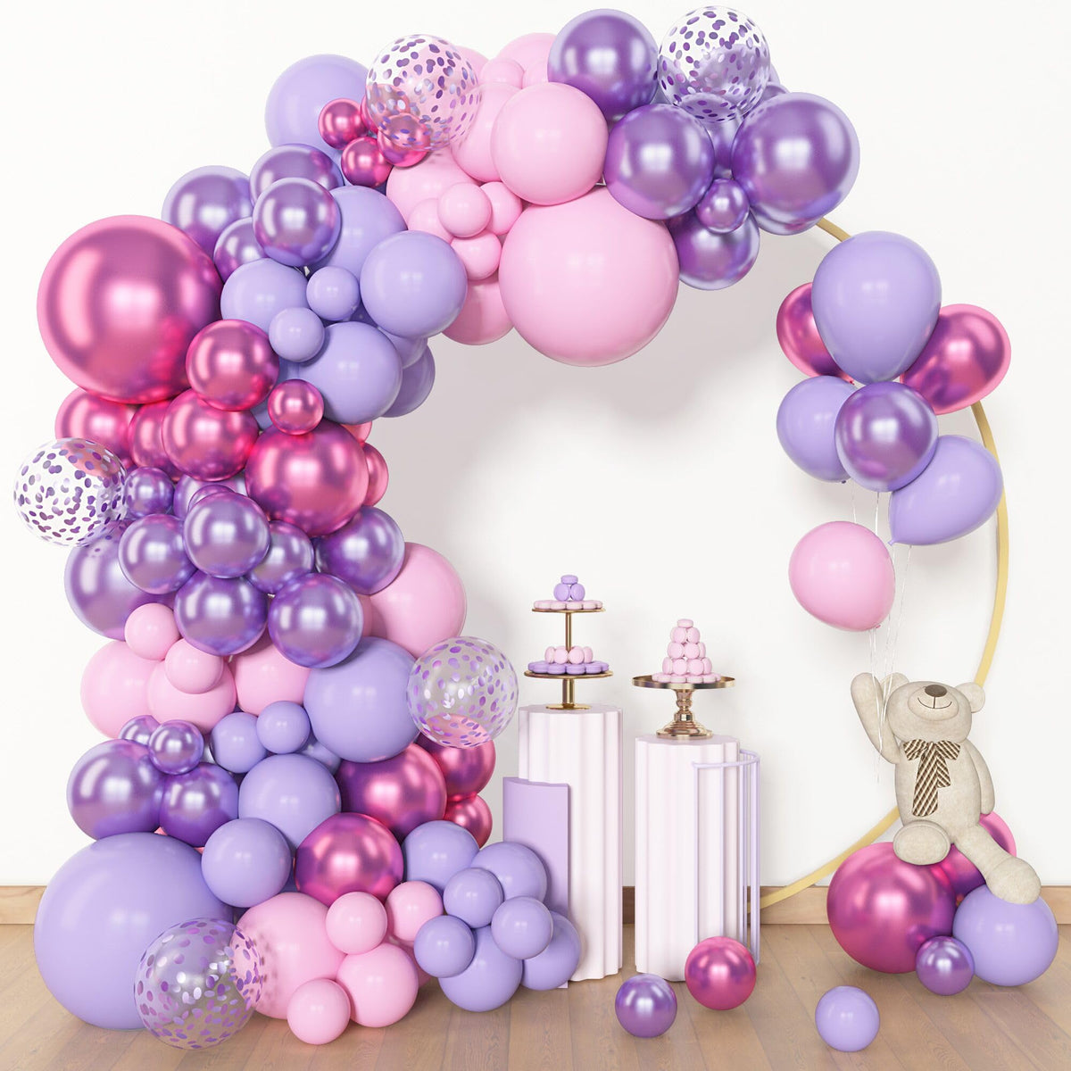 Amandir 153pcs Pink Purple Balloon Garland Arch Kit Different Sizes