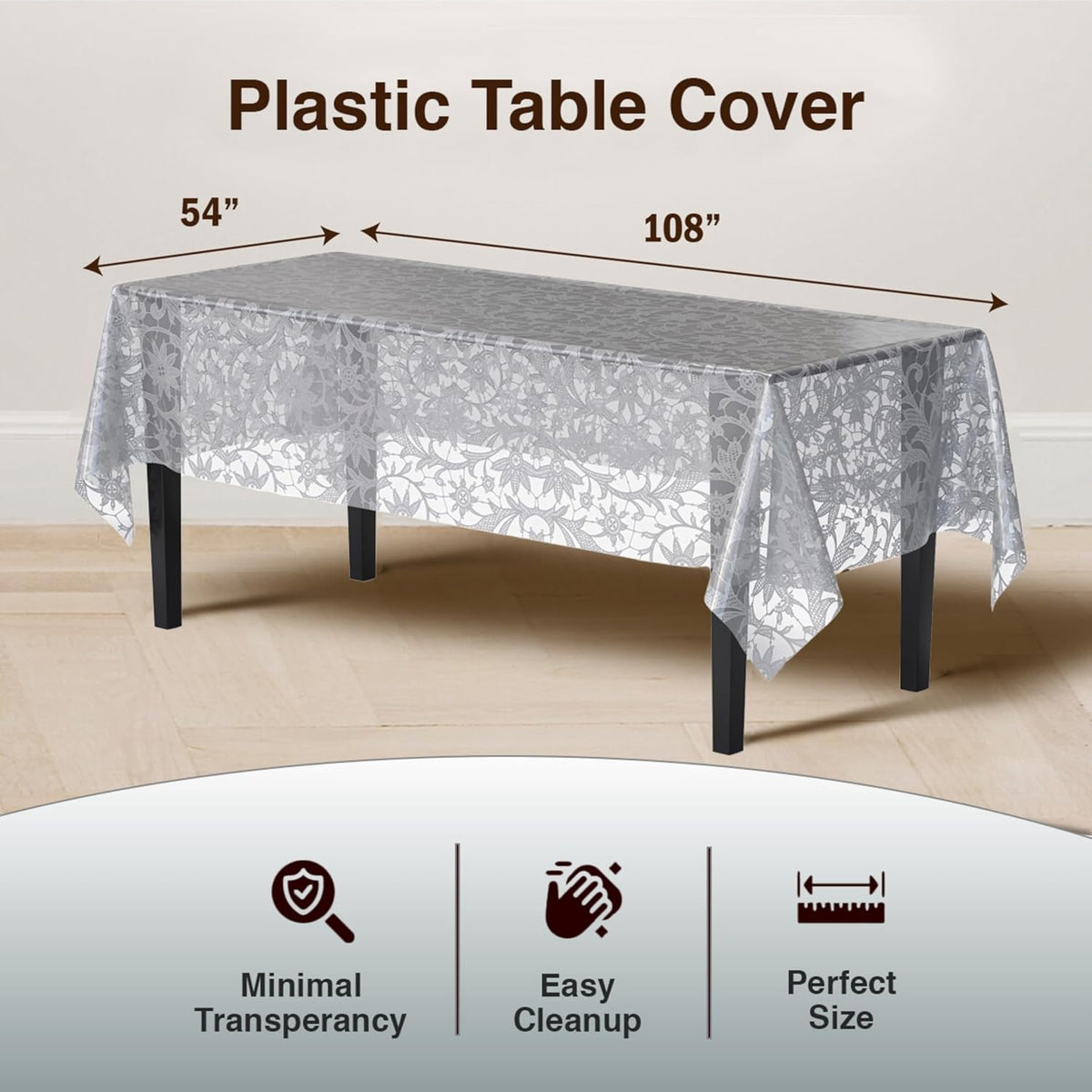Exquisite Lace Table Cloth Rectangle Table Plastic 12-Pack Lace Tablecloth Rectangular 54" X 108" |