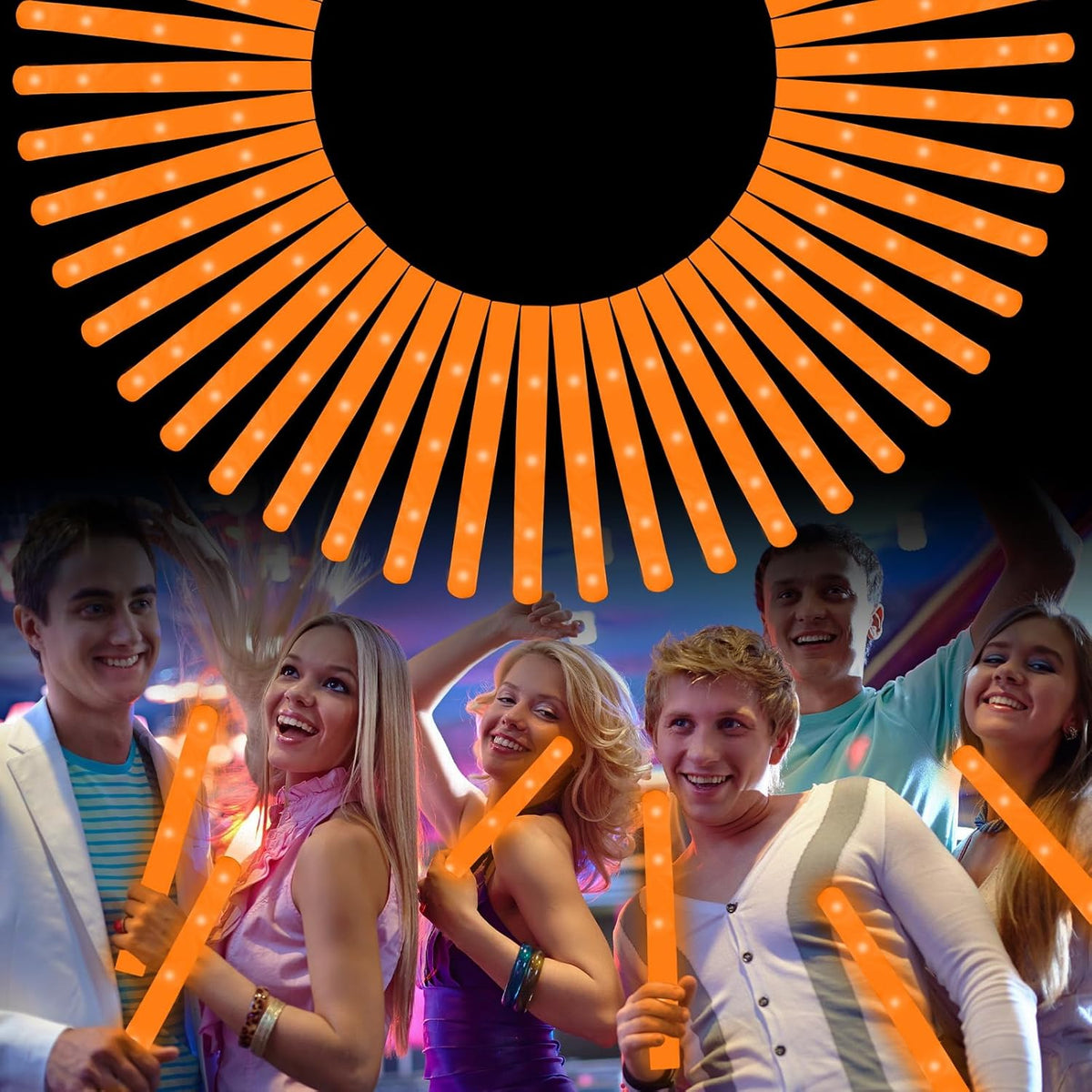 Foam Glow Sticks Bulk, 30 PCS Orange Light Up Foam Sticks 3 Modes, Glow Party Supplies for
