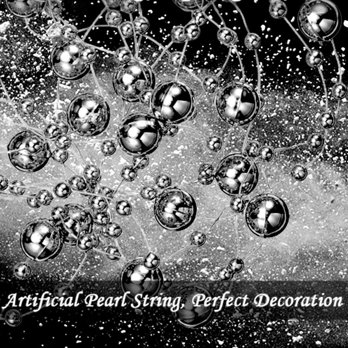 50 PCS Artificial Pearl String Beads - 10+5mm Black Floating Beads for Centerpieces, Vase Fillers