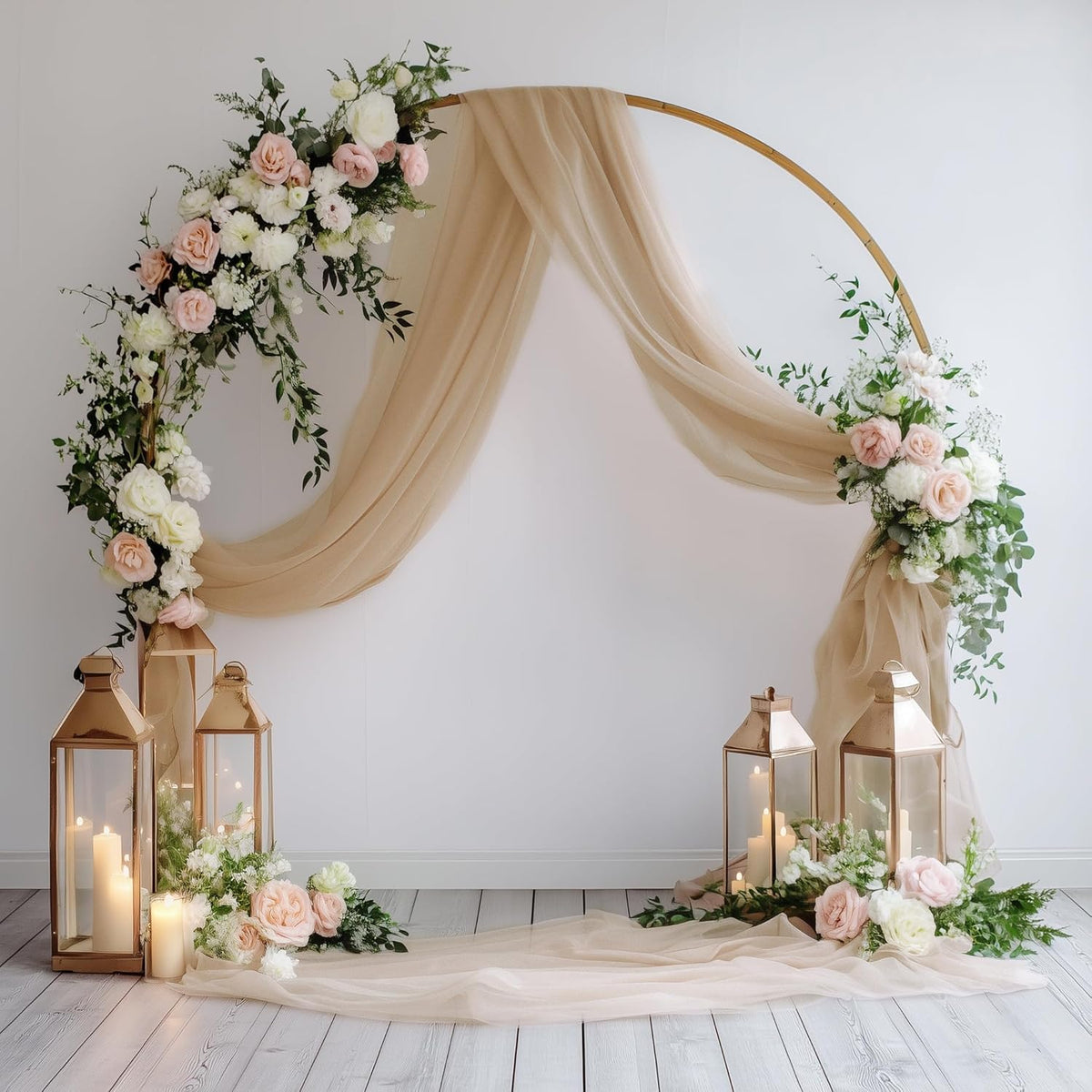 Wedding Arch Draping Fabric 3 Panels 28.7" x 20FT Nude Sheer Chiffon Backdrop Drapes for Wedding