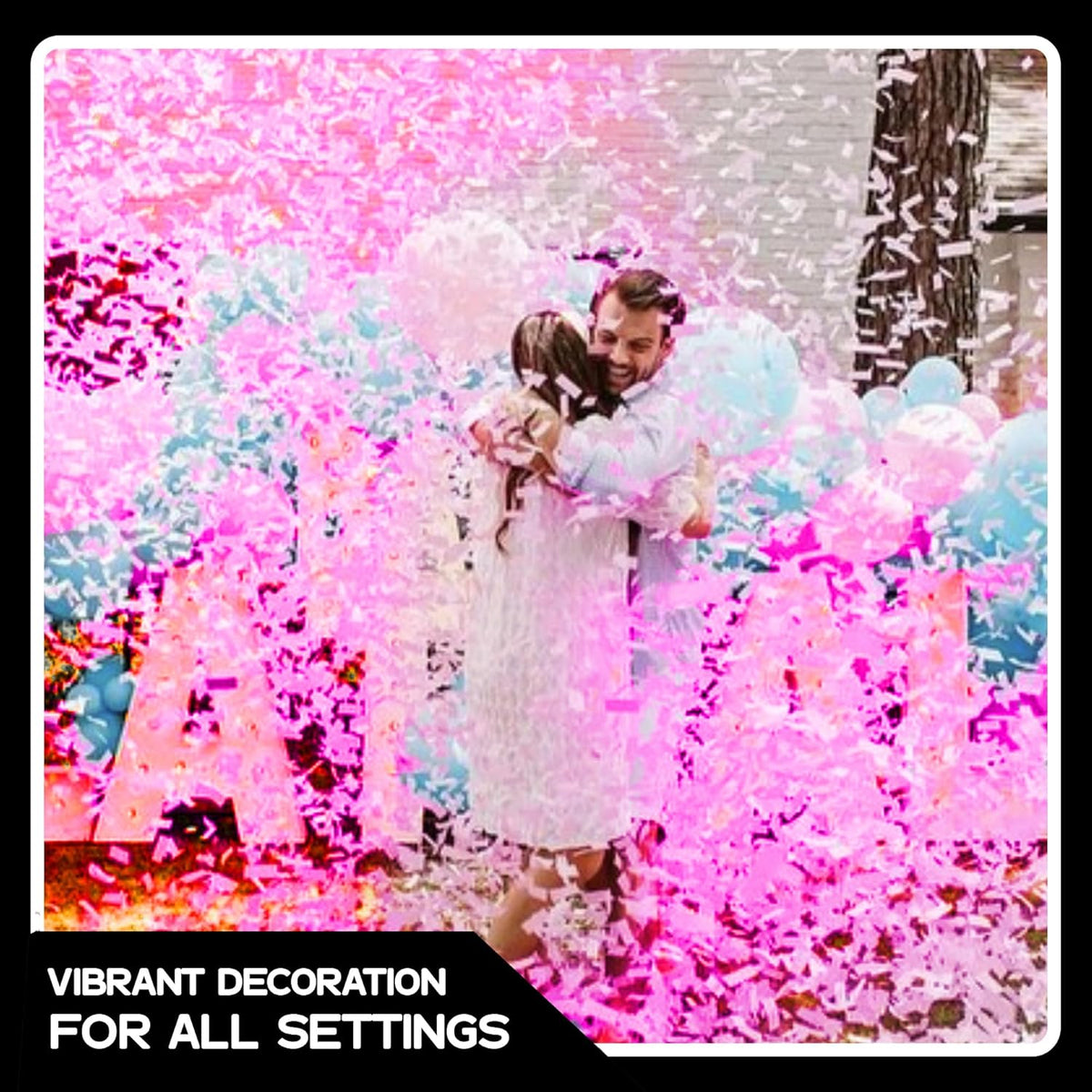 Pink Biodegradable Confetti - Rectangular Fluttering Tissue Paper Confetti for Cannon and Launcher
