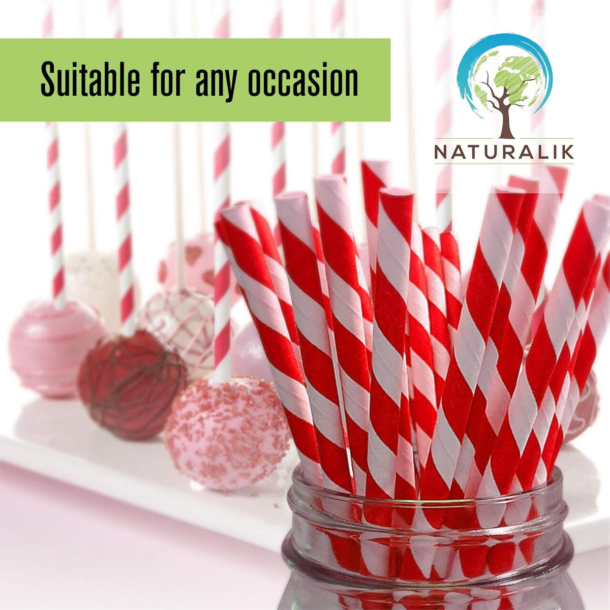 300 Pack Extra Durable Red Paper Straws Biodegradable- Heavy Duty Eco-Friendly Paper Straws Bulk