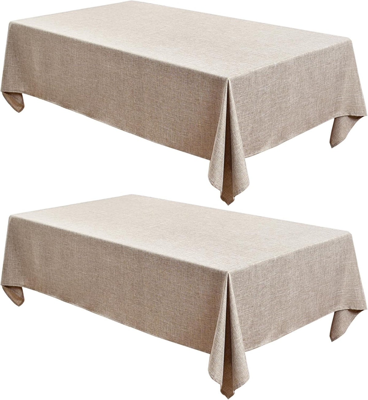 Fitable Nature Faux Linen Tablecloths Rectangle 60 x 84 Inch - 2 Pack Neutral Table Clothes for 4-6