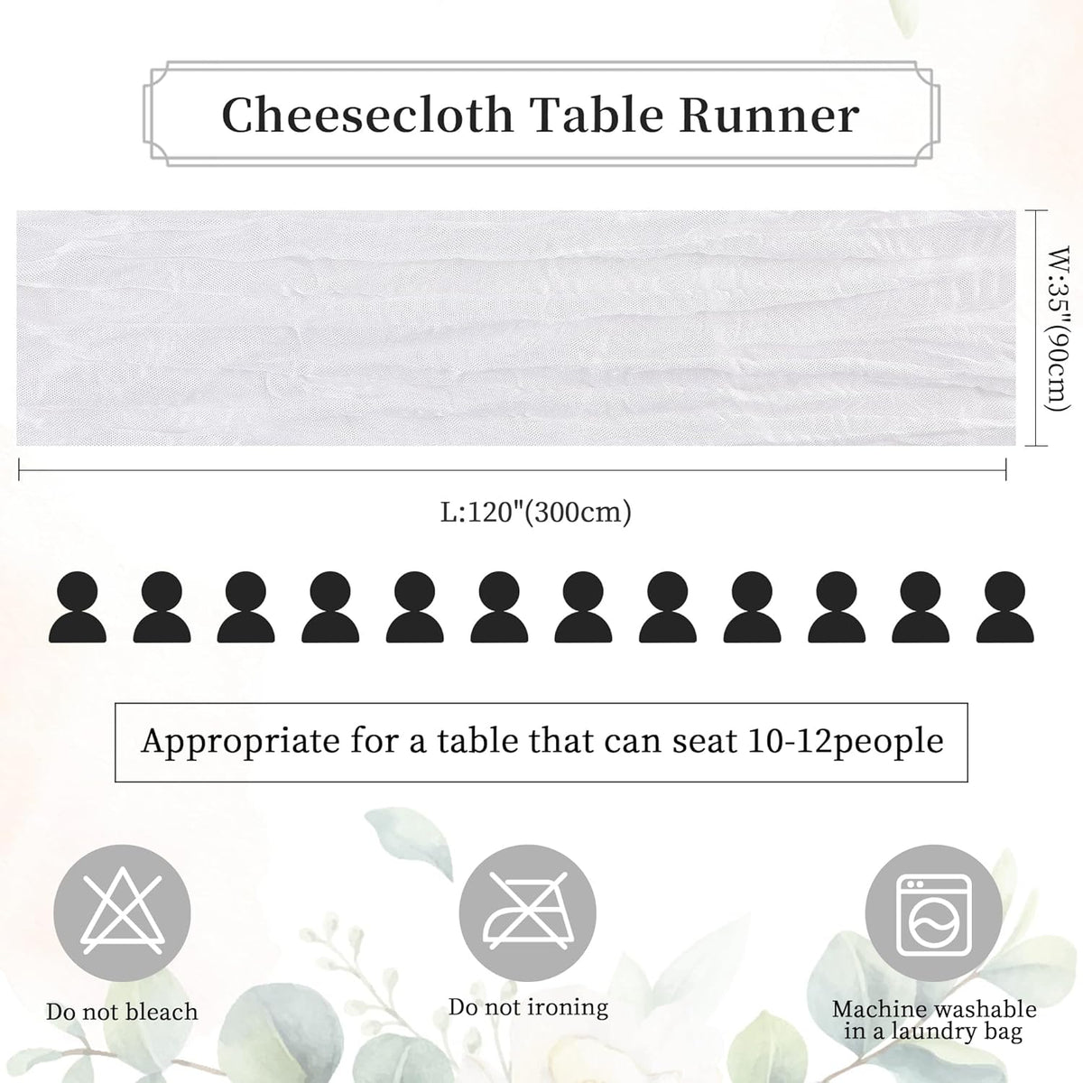 6 Pack White Cheesecloth Table Runner 10FT Long Boho Gauze Table Runner Rustic Sheer Runner for
