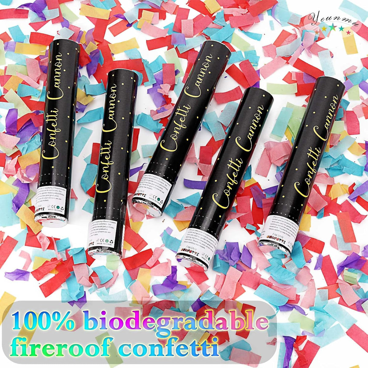 5 Pack Confetti Cannon Biodegradable, 12 Inch Confetti Poppers Graduation, Suitable for Graduation