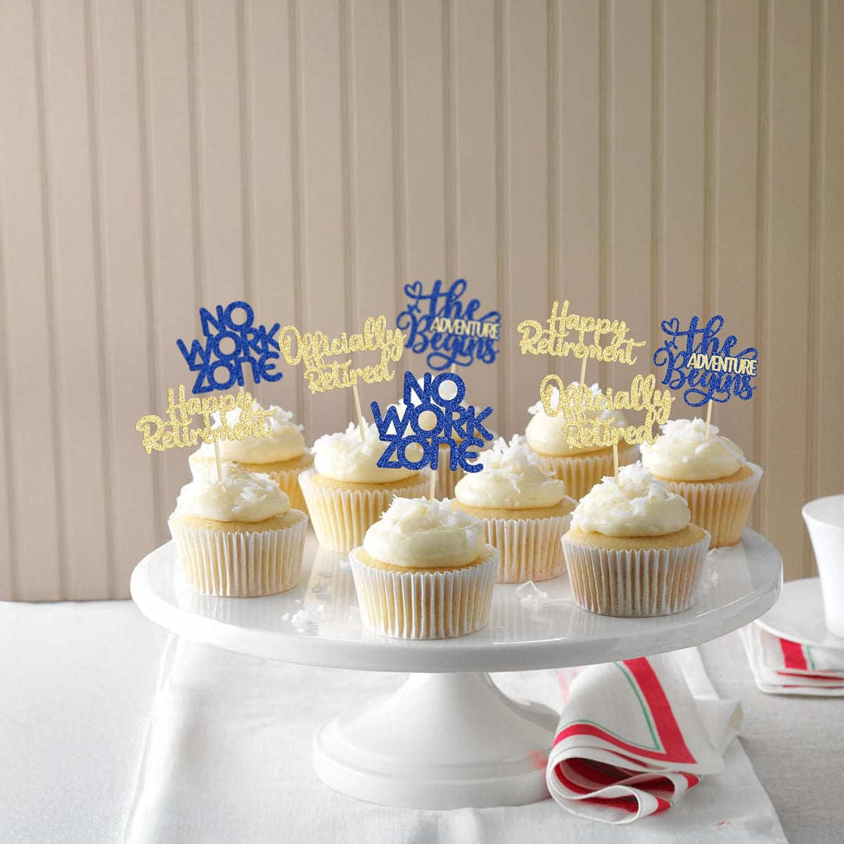 24Pcs Happy Retirement Cupcake Toppers Officially Retired Cake Toppers No Work Zone Adventure