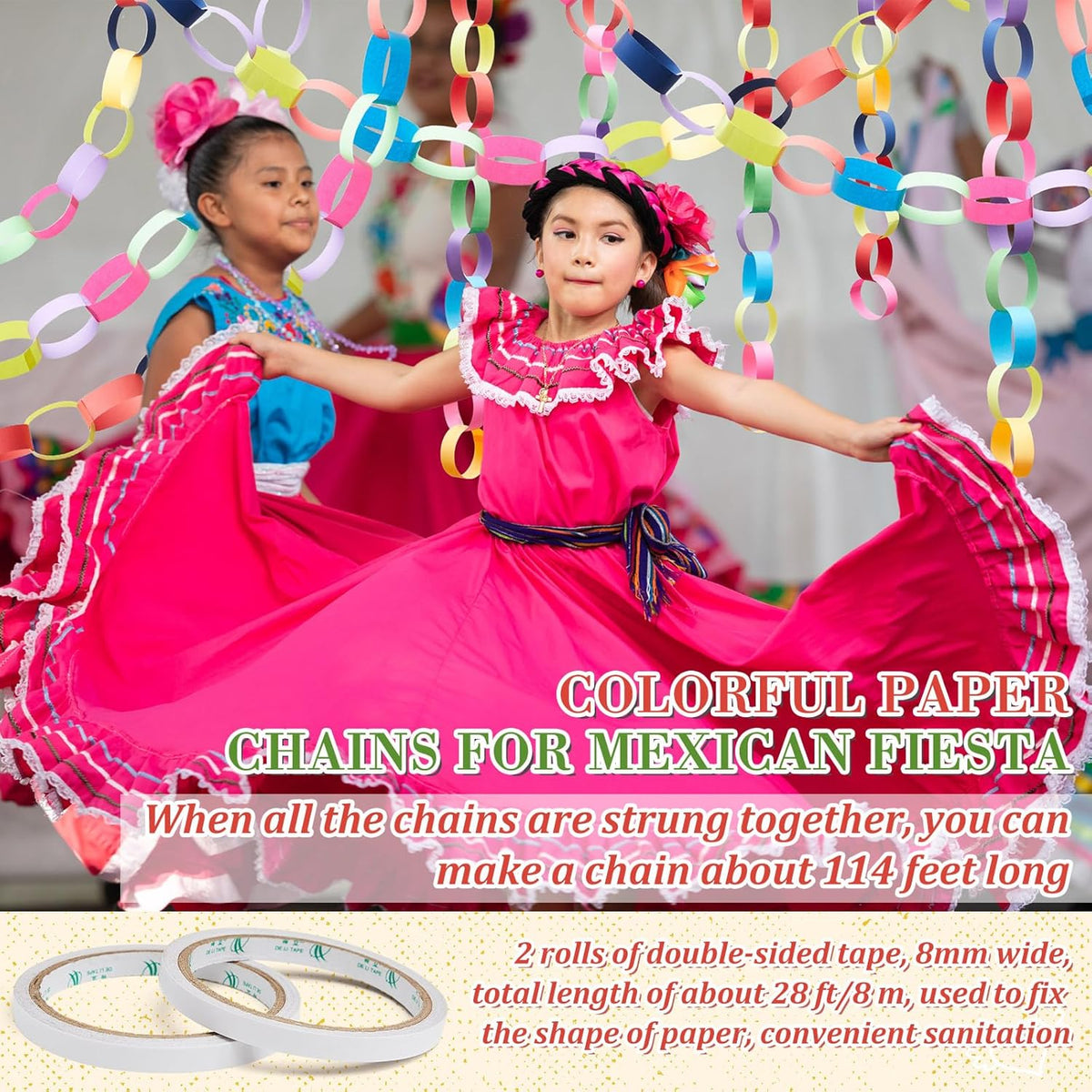 Lincia 600 Sheet Halloween Paper Chain Garland, Construction DIY Crafts Chain Strip for Fall