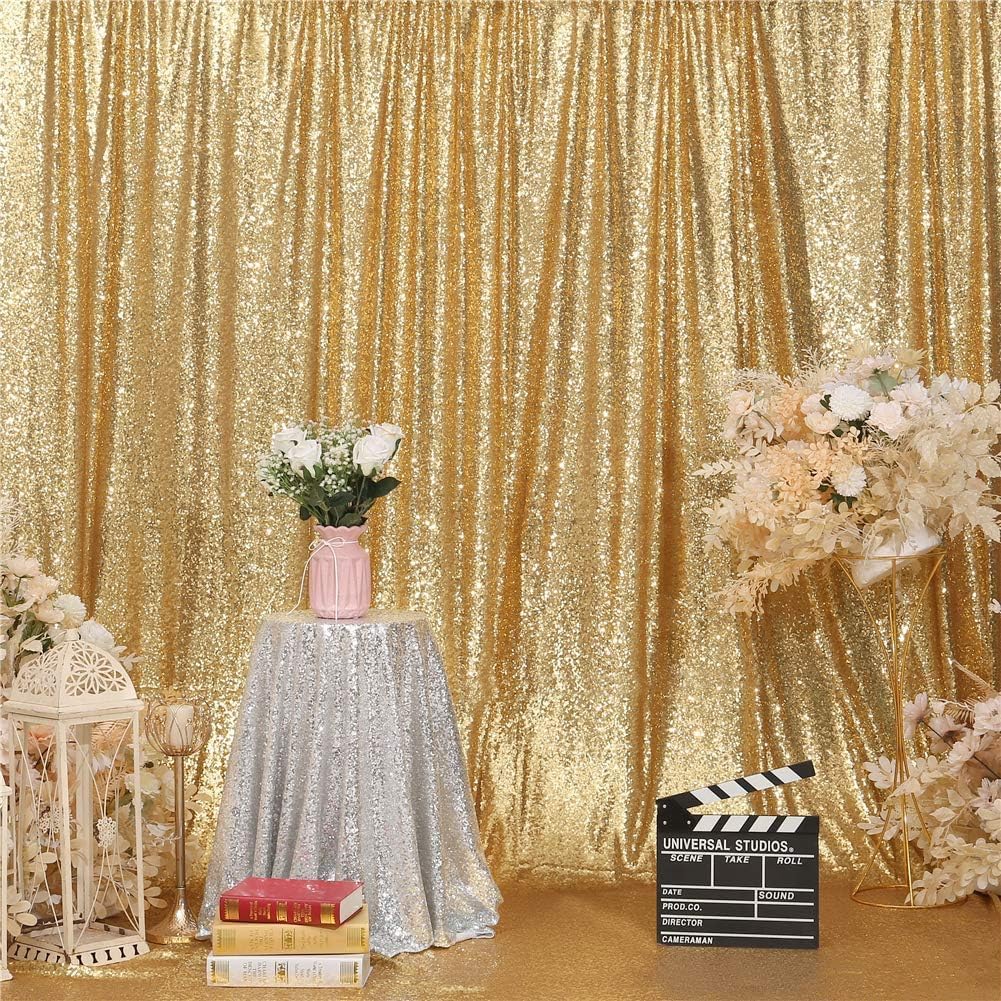 Eternal Beauty Gold Sequin Backdrop, 20x10 Ft Glitter Background Curtains for Shimmer Photography