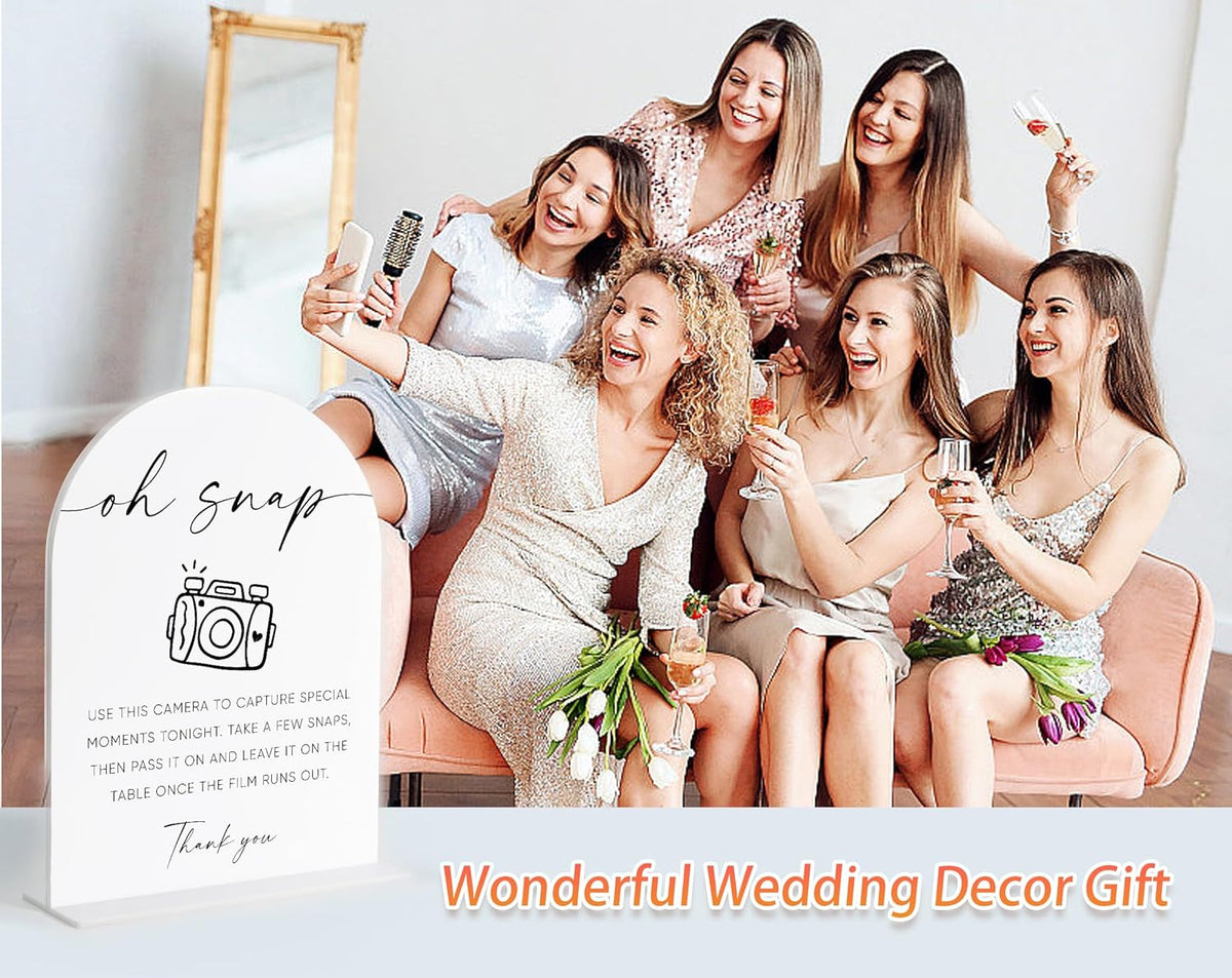Disposable Cameras for Weddings Sign, White Arch Acrylic Sign, Wedding Reception Decorations