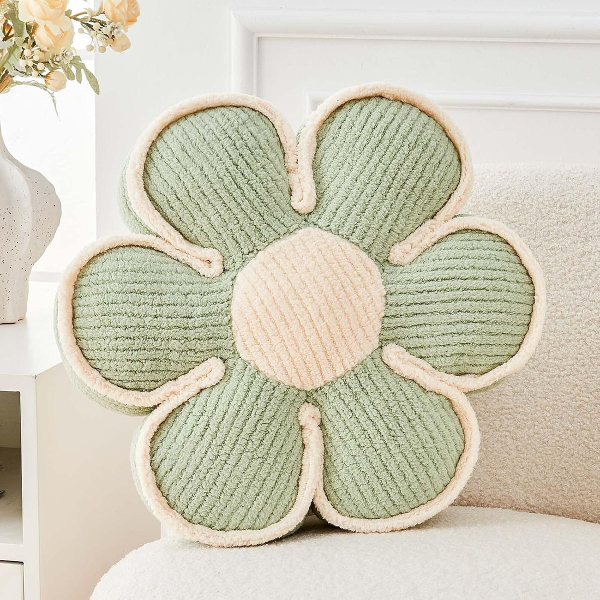 Flower Pillow, Soft Flower Decorative Throw Pillow, Cute Daisy Flower Shaped Seating Floor Cushion