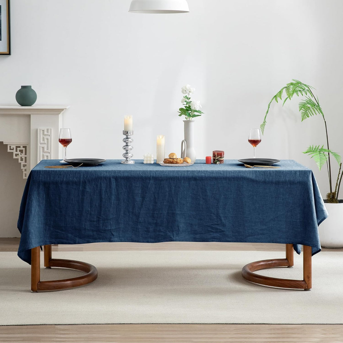 EVERLY 100% Pure Linen Rectangle Tablecloths 60x84Inches for Dining,Buffet