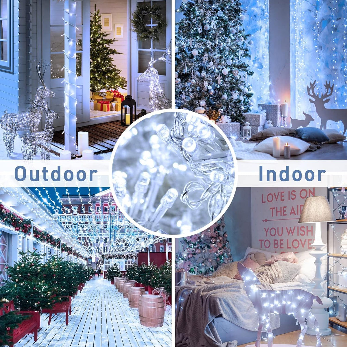 JMEXSUSS 250 LED White Christmas Lights Indoor Outdoor, 91.5ft Connectable Christmas String Lights
