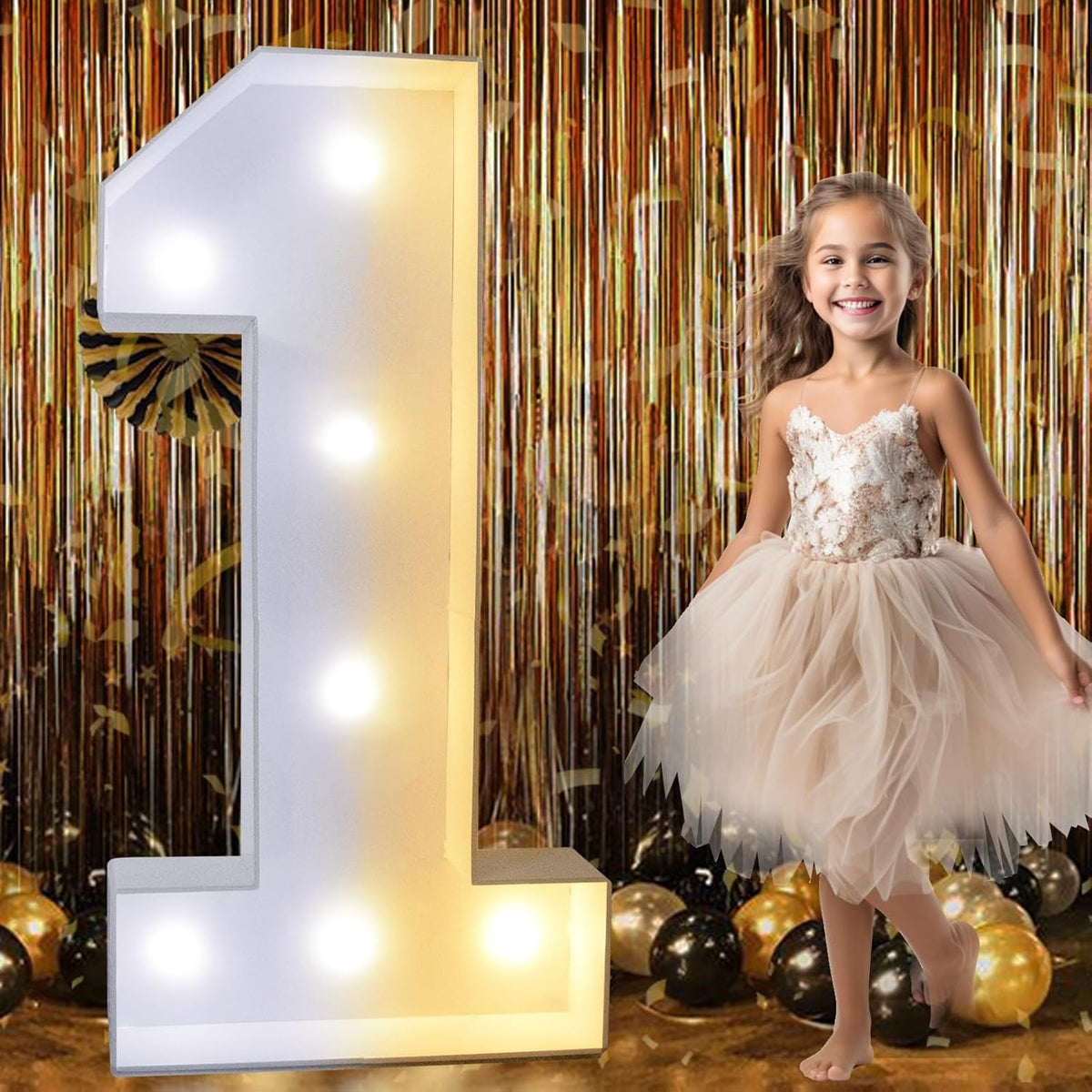 Pooqla 3FT Light Up Marquee Numbers, LED Large Lighted Marquee Numbers for Party Decoration, Giant