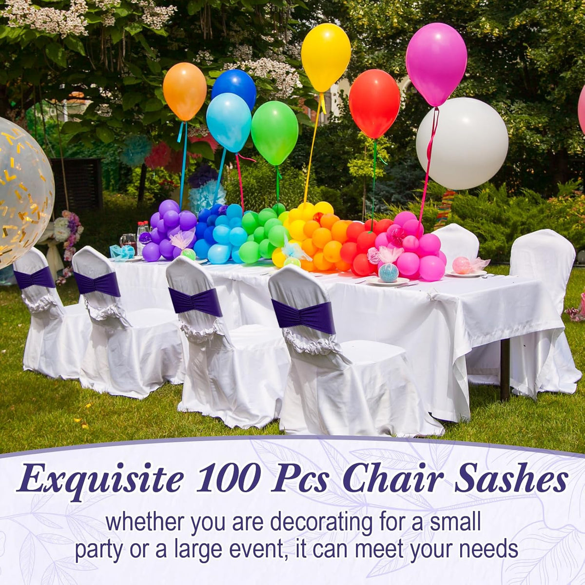 Moukeren 100 Pcs Spandex Chair Sashes Bows Bands Slider Sashes for Chair Covers Elastic Bands Ties