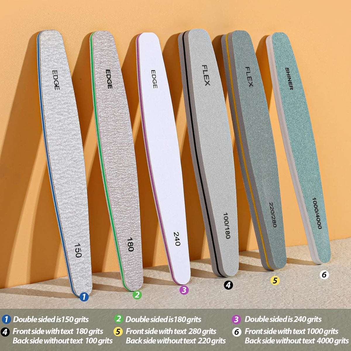 Teenitor Nail File Nail Buffer, 6 pcs Nail Files and Buffers for Natural Nails, Emery Boards for