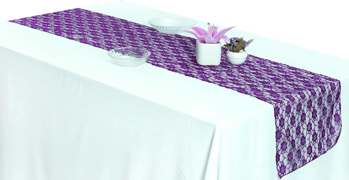 MDS Pack of 20 Wedding 12 x 108 inches Lace Table Runner for Wedding, Decorations for Birthday