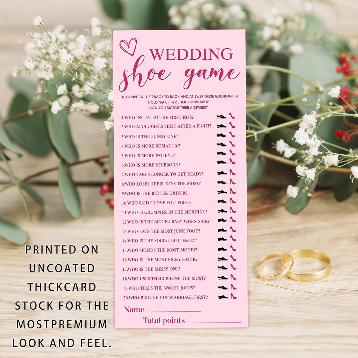 4x9 Inch Wedding Party Games, Bridal Shower Cards, 25 Pink Bridal Shower Games for Wedding