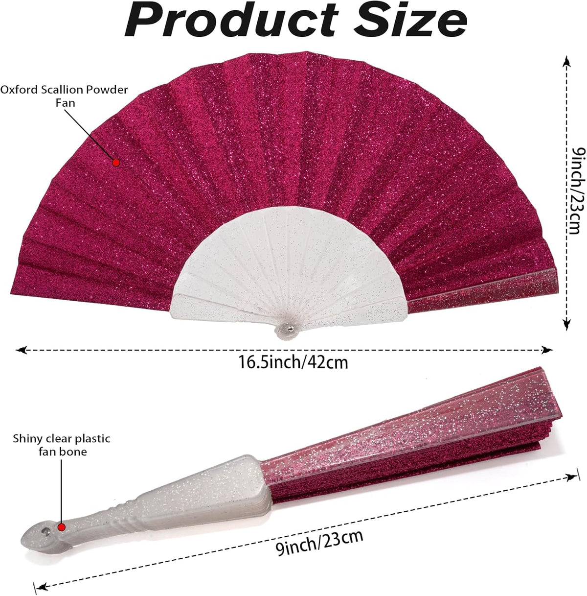 48 Pack Handheld Fan,Folding Hand Glitter fan with Shining Transparent Fan Rib – Ideal for Wedding