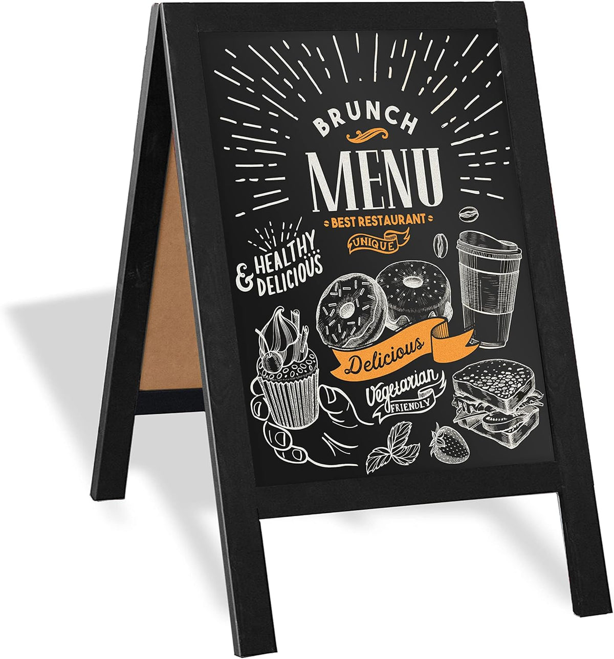 Ilyapa Wooden A-Frame Sign with Eraser & Chalk - 21 x 30 Inches Magnetic Sidewalk Chalkboard