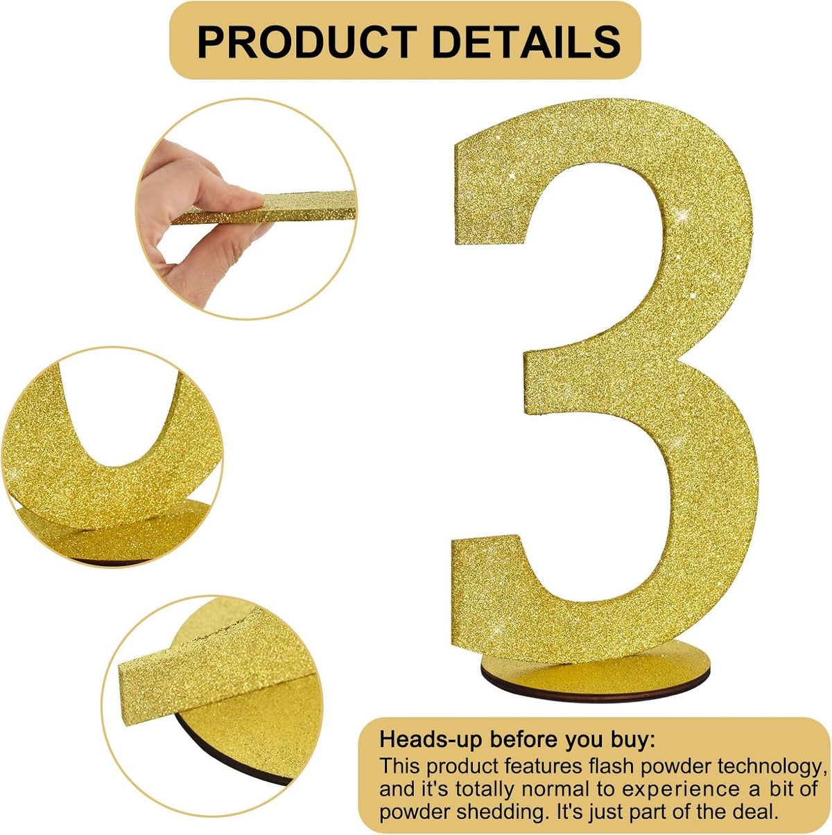 TONIFUL 11.8 Inch Gold Glitter Numbers Table Centerpieces 0-9 Birthday Party Decorations,Shining