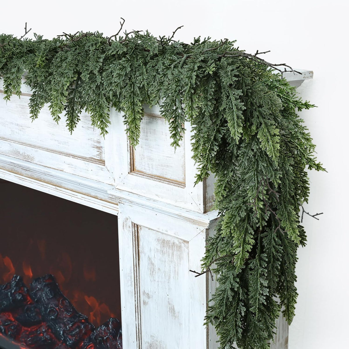 Realistic Christmas Garland for Mantle Real Touch Thick/Lush Artificial Cedar Garlands Christmas