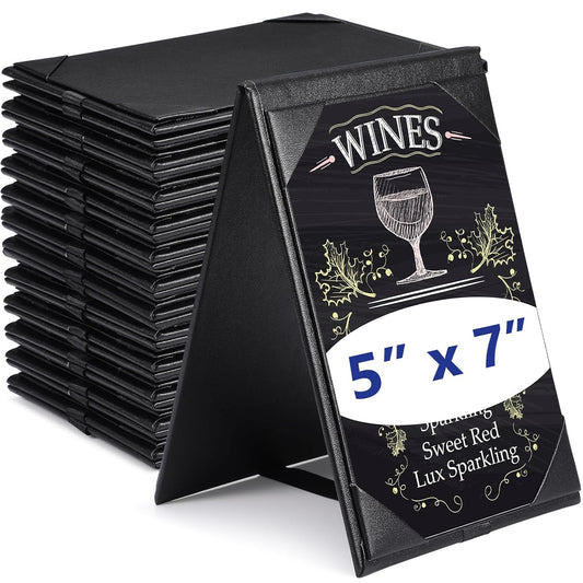 Gerrii Leatherette Table Tents Black PU Leather Menu Covers Bulk Double Sided Frame Sign Holders 2
