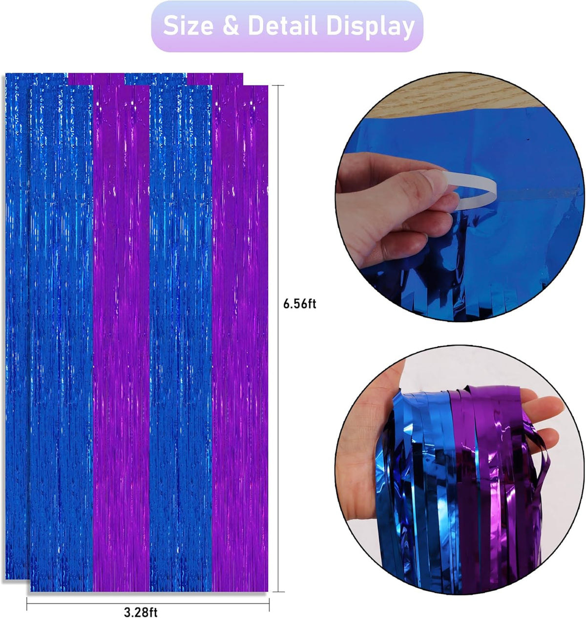TONIFUL 2Pcs Blue Purple Door Streamers,Green Photo Booth Backdrop,Metallic Streamers Green Foil