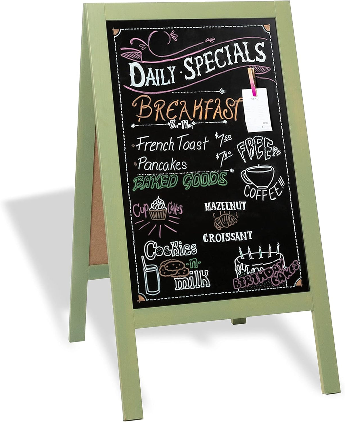 Ilyapa Wooden A-Frame Sign with Eraser & Chalk - 40 x 20 Inches Magnetic Sidewalk Chalkboard – Menu