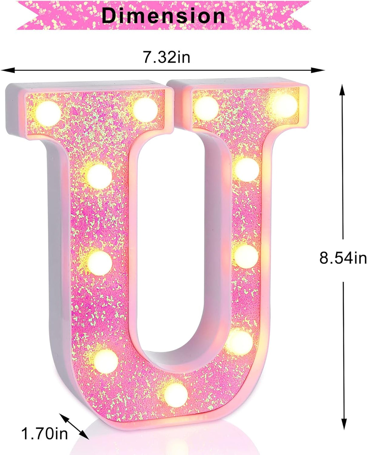 Foaky Pink Light up Letters，Pink Party Decorations,Girls Room Decor,Glitter Light Up